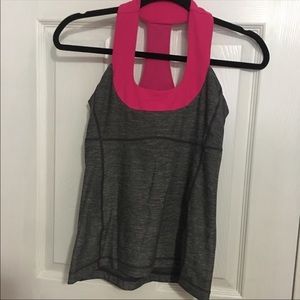 Lululemon size 6 racerback tank top gray pink
